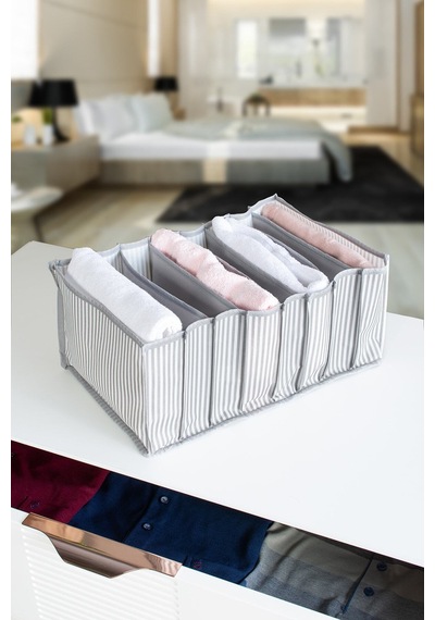 Serstil 8 Gözlü Çekmece İçi Antrasit Çizgili Düzenleyici Organizer - Large 24 X 37 X 18 Gri