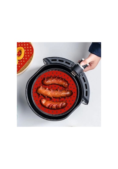 Renkli Isıya Dayanıklı Yıkanılabilir Silikon Fırın Ve Airfryer Yuvarlak Pişirme Matı 23 Cm Bx40