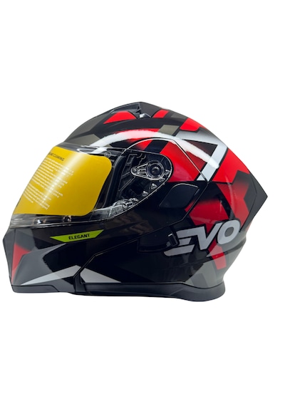 Kask Evo Marka Vizörlü Çeneden Açılır Metalik Siyah-kırmızı Metalik Siyah - Kırmızı