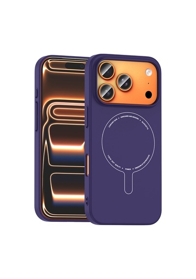İphone 17 Pro Max Kılıf M-safe Şarj Özellikli Kamera Korumalı Rba Elio Sert Pc Kapak - Derin Mor Çok Renkli