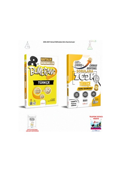 Günay 8. Sınıf Lgs Türkçe 057 Hediyeli 2 Kitap Seti