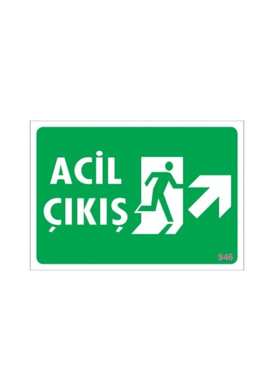 SÖNSAN UYARI LEVHALARI "ACİL ÇIKIŞ - SAĞ YUKARI" PVC 17,5*25