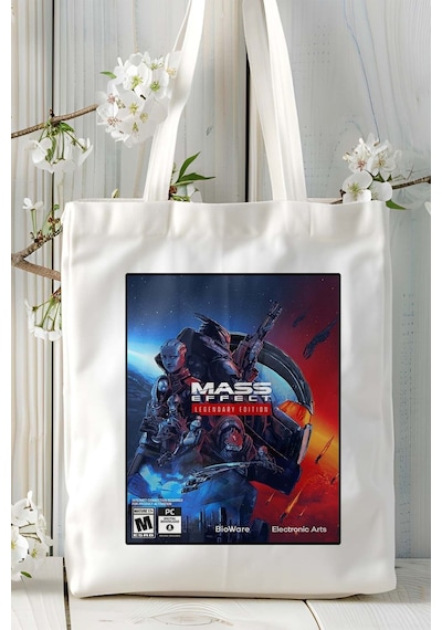 Art Hediye Mass Effect Oyun Baskılı Omuz Çanta Kişiye Özel Model 1 Çok Renkli
