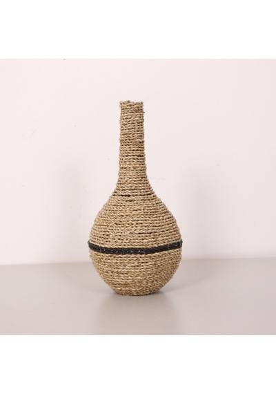 Garlıc Rafya Vazo - Saksı 22x42 Cm Bej