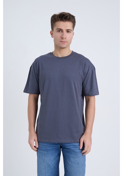 Velvoria Unisex Oversize Basic 3'lü Antrasit Renk T-shirt Çok Renkli19