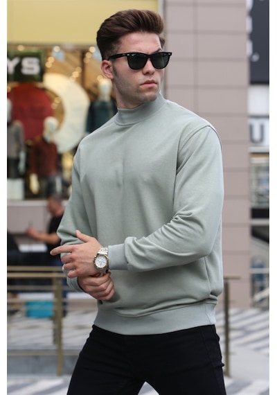 Madmext Madmext Mint Yeşili Balıkçı Yaka Sweatshırt 5301-mint Yeşili Mint