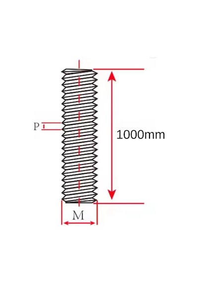 M4x1000mm Galvanizli Gijon Saplama Tij Rot Başsız Cıvata Standart