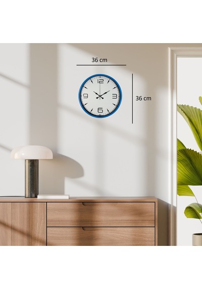 36 Cm Mavi Dekoratif Duvar Saati Diğer 13857497