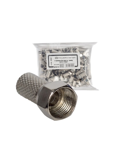 F Konnektör Rg6/u4 18mm Geniş 100lü Poşet Powermaster  -