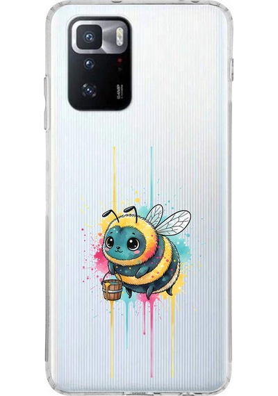 Poco X3 Gt İle Uyumlu Splash Arı Tasarımlı Şeffaf Silikon Kılıf Şeffaf