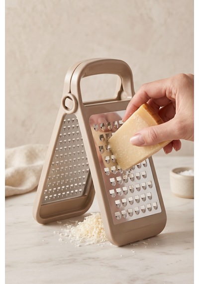 Katlanabilir Ve Ayrılabilir Çift Taraflı Pratik Rende - 10,7 X 22 X 5 Cm Bej