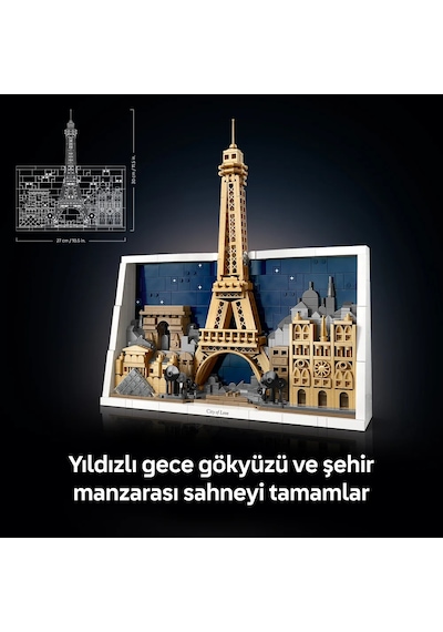 LEGO® Architecture Paris – Aşıklar Şehri 21064 – Yetişkinler için 4 Mimari Simge İçeren Dekoratif Model Yapım Seti (958 Parça)