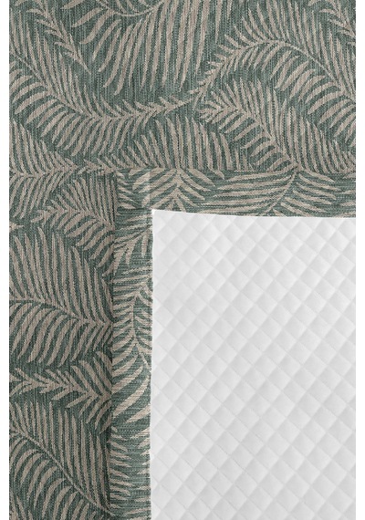 Yeşil Yapraklı Tropikal Genç Odası Tek Kişilik Pike Takımı - Bej Modern 160x220 Cm Yatak Örtüsü Haki