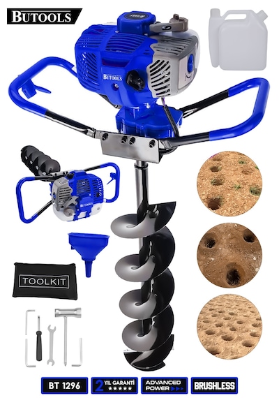 Butools ST-30 14000RPM Benzinli Motorlu Toprak Burgu Makinesi Mavi