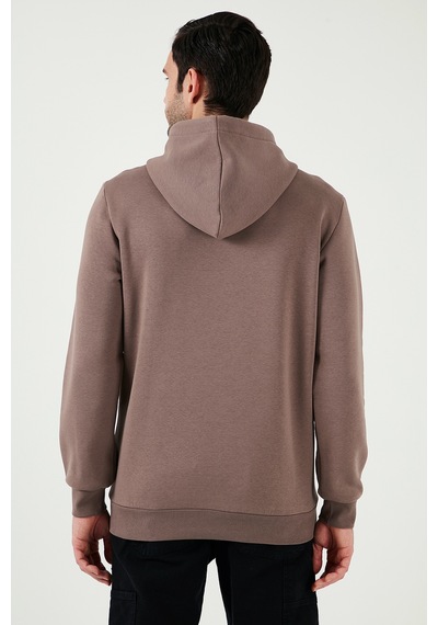 Buratti Regular Fit Kapüşonlu Kanguru Cepli Içi Tüylü Yumuşak Şardonlu Erkek Sweat 5905281 Toprak