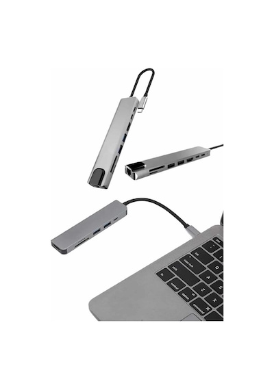 Çevirici Dönüştürücü Adaptör Apple Macbook Uyumlu 3 In 1 Type-c To Hdmı Usb 3.0 Çok Renkli