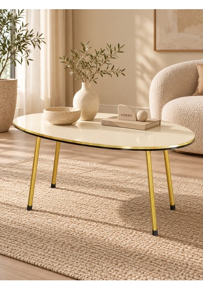 Odera Oval Orta Sehpa Ve Yuvarlak Zigon Sehpa 4'lü Set Metal Ayaklı Diğer
