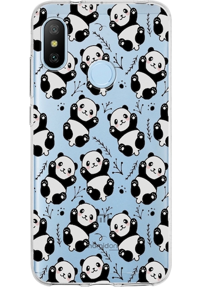 Xiaomi Mi A2 Lite Uyumlu Kapak Panda Tasarımlı Şeffaf Silikon Kılıf Şeffaf
