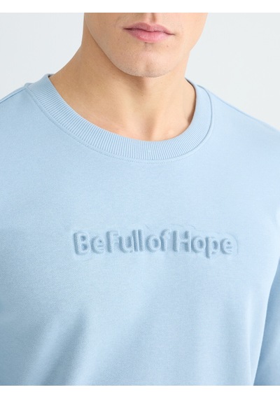 Lcwaıkıkı Classic Mavi Bisiklet Yaka Baskılı Erkek Sweatshirt