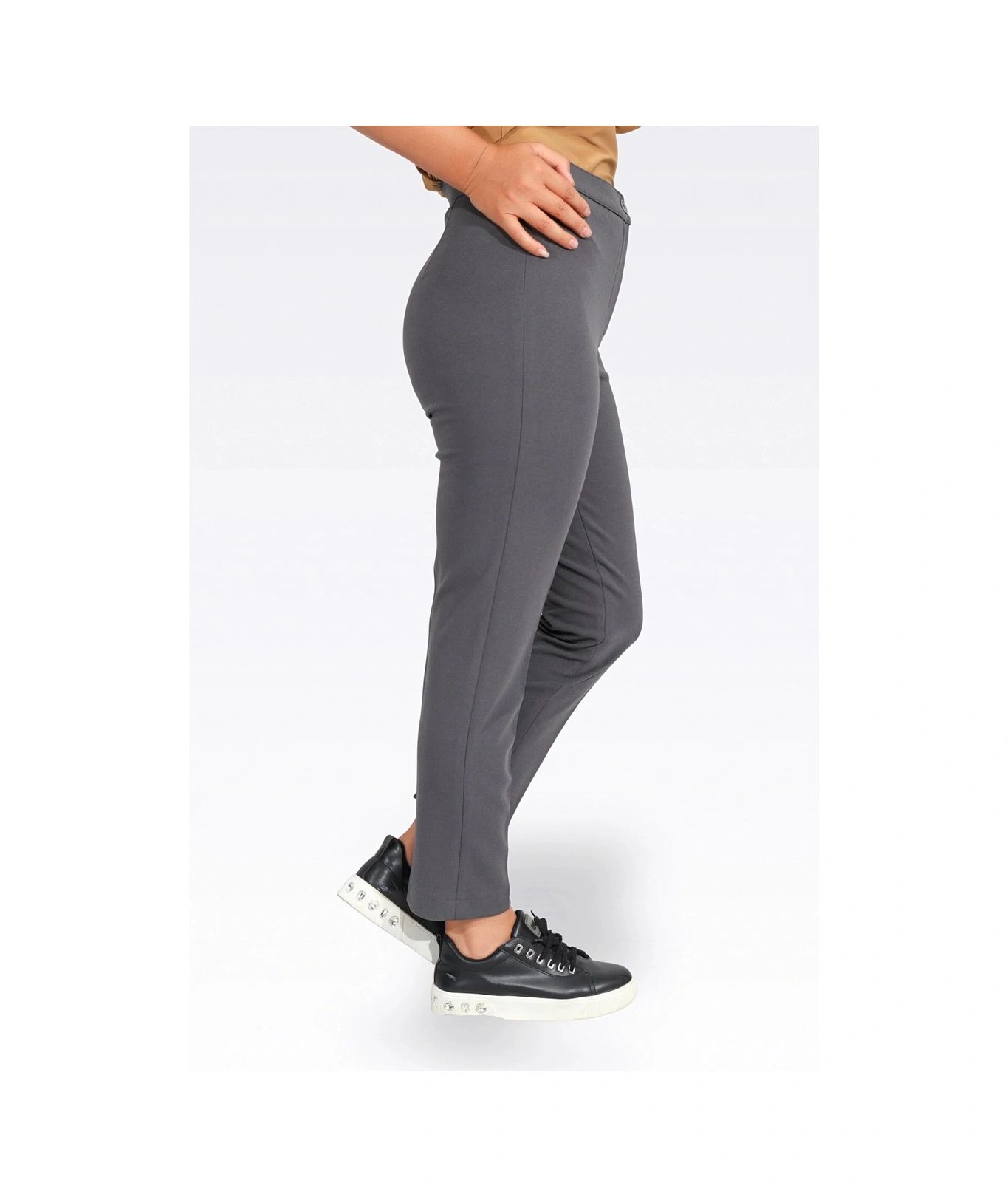 Tolga Saraçoğlu Kadın Dar Paça Bilek Boy Krep Dokulu Pantolon 0083 Gri Gri