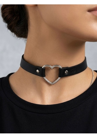 Deri Choker Yıldırım Kolye Punk Gotik Boyunluk Kadın Rock Stil Kolye Ayarlanabilir Siyah Choker Trendy Takı Gri