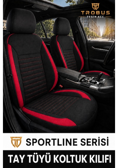 Honda Civic Fe Kasa 2021 Ve Sonrası Uyumlu Sportline Serisi Siyah Kırmızı Oto Koltuk Kılıfı
