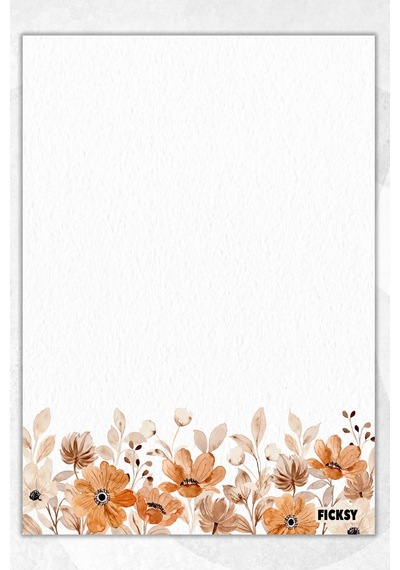 A5 Çiçek Bloknot Çizgisiz Defter - 50 Yaprak - Memopad - Notepad - Not Defteri - Not Kağıdı Kahverengi Kahverengi