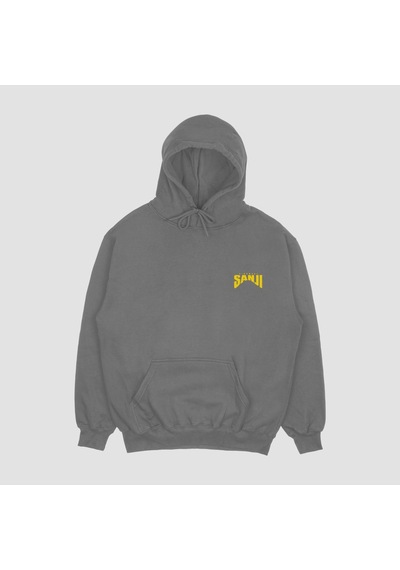 Unisex Gri Sanji Baskılı Hoodie Oversize Kapşonlu Sweatshirt Gri