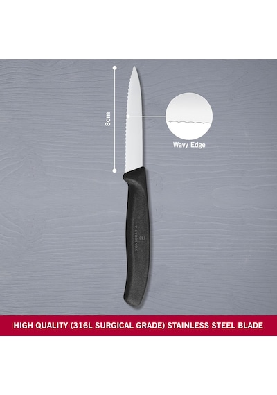 6.7633 8cm Tırtıklı Soyma Bıçağı Siyah / Gün Işığı
