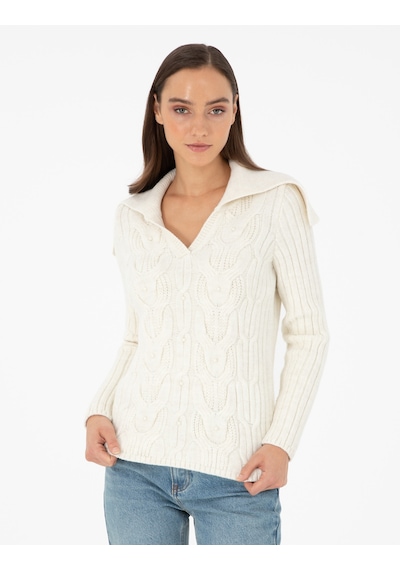Pierre Cardin Kadın Ekru Kazak /triko 50290549-vr019 Ekru