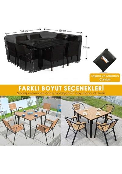 Mobilyası Örtüsü 150-150-74cm Ağır Hizmet Kumaş Su Geçirmez Dış Mekan Masa Örtüsü Havalandırmalı Masa Ve Genel