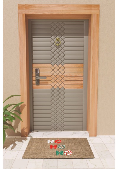 Rugmood Modern Dijtal Baskı Yılbaşı Yıl Ho Ho Ho Yeni Yıl Kapı Önü Paspası Çok Renkli