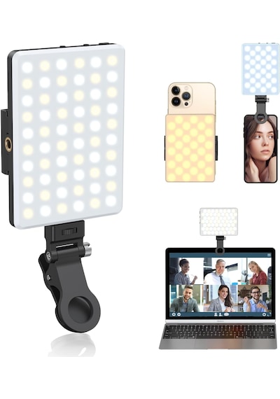 Fototek Led 120 Mini Klipsli Foto Kamera Işığı Cep Telefonu Led Işık Selfie Işık Şarj Edilebilir