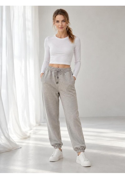 Nealirsanall.com Yüksek Bel Paçası Lastikli Cepli İki İplik Likralı Şardonsuz Kadın Jogger Eşofman Altı Gri Nealirsanall.com Yüksek Bel Paçası Lastikli Cepli İki İplik Likralı Şardonsuz Kadın Jogger Eşofman Altı Gri