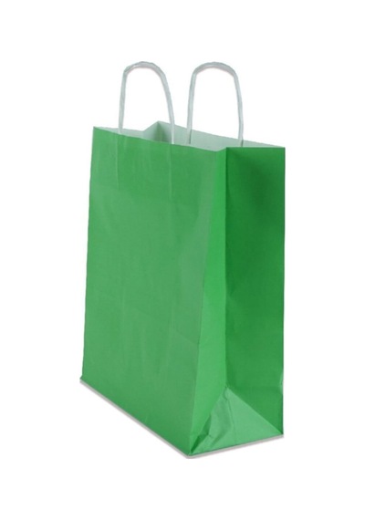Kraft Yeşil Çanta 25X12X31 25 Adet (Kağıt Poşet Çanta