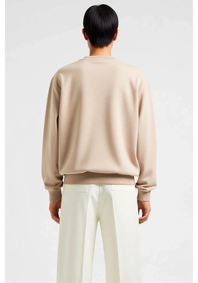 Benerly Erkek Bisiklet Yaka Düşük Kol Uzun Kol Sweatshirt Fonksiyonel Day Bej