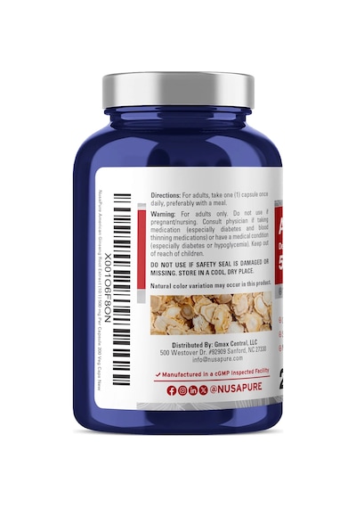 American Ginseng 10:1 Extract 500 Mg 200 Veg Capsules Max Strength
