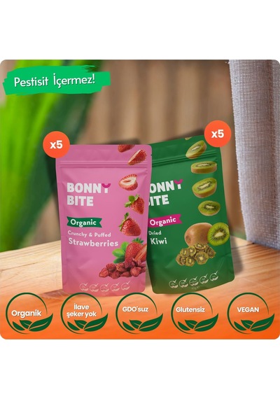 Organik Çıtır Çilek & Kurutulmuş Kivi 10'lu Paketi Diğer