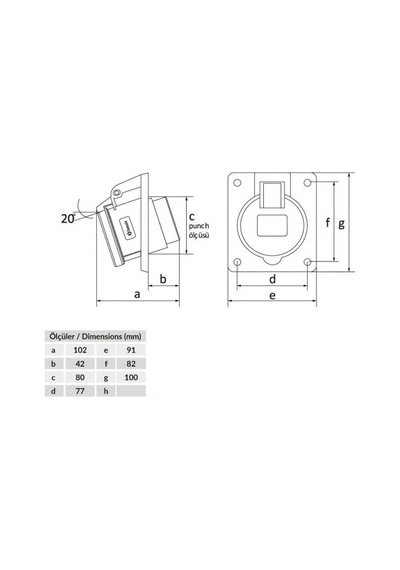 Bemis 3x32A 45 Derece Eğik Makine Prizi Ip 44 220 Volt Bc1-3403-2