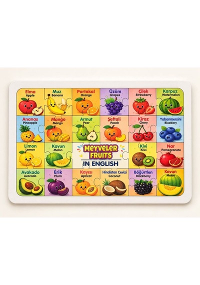 Meyveler - 24 Parça Ahşap Puzzle