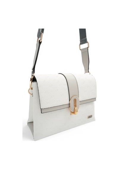 Silver & Polo Silver Polo Beyaz - A.gri Logolu Kadın Çapraz Çanta Sp1287