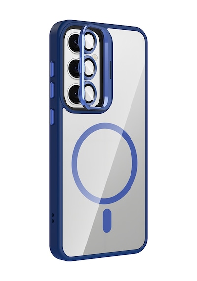 Samsung Galaxy Uyumlu S25 Fe Kılıf Standlı Ve Kamera Lens li M-safe Şarj Özellikli Kapak Etro Pembe