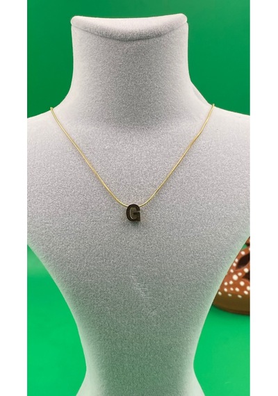 14k Altın Renginde G Harf Minimal Model Çelik Kadın Kolye Altın