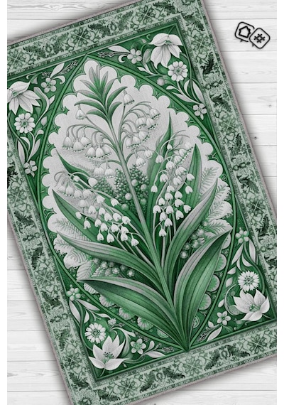 Homshtag Art Deco Müge Vintage Halı Görünümlü Dijital Baskı Renkli Halı Rustik Çiçekli Halı Çok Renkli