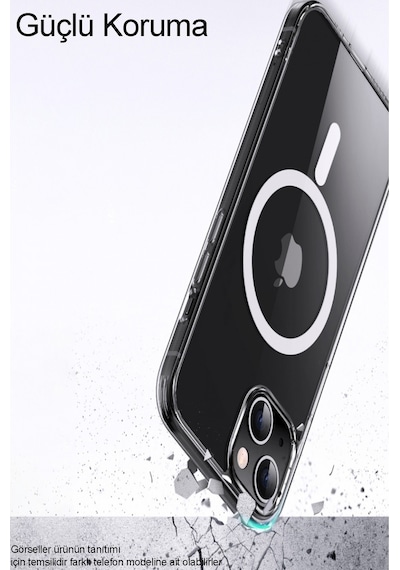 Apple Uyumlu iPhone 13 Pro Max Kılıf Magsafe Kablosuz Şarj Destekli Şeffaf Silikon Kılıf