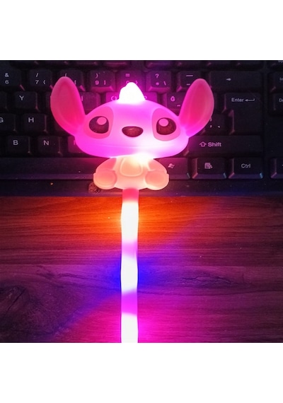 2 Adet Pembe Stitch Işıklı Çubuk Stiç Işıklı Çubuk 35 Cm Parti Işıkları Renkli Led Işıklı Çubuk