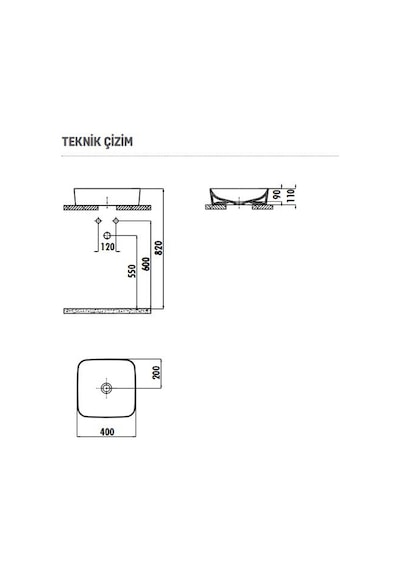 Creavit Ul040 Tezgah Üstü 40 CM Ultra Çanak Lavabo