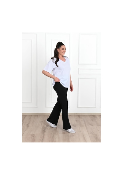 Kadın V Yaka Basic Büyük Beden T-shirt 1297-22 001