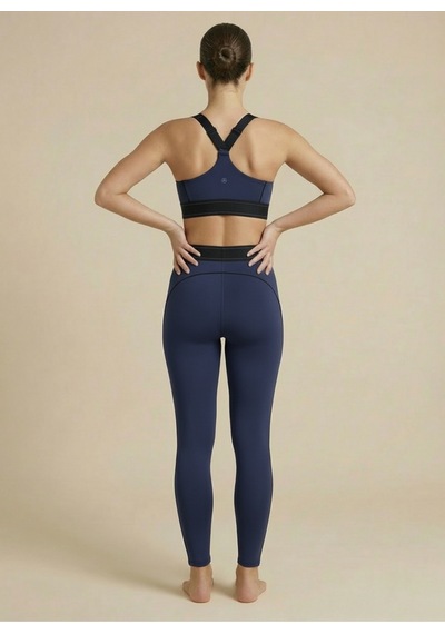 Sculpt Set Yüksek Bel Toparlayıcı Tayt & Destekleyici Spor Sütyeni Pilates Yoga Takımı Lacivert