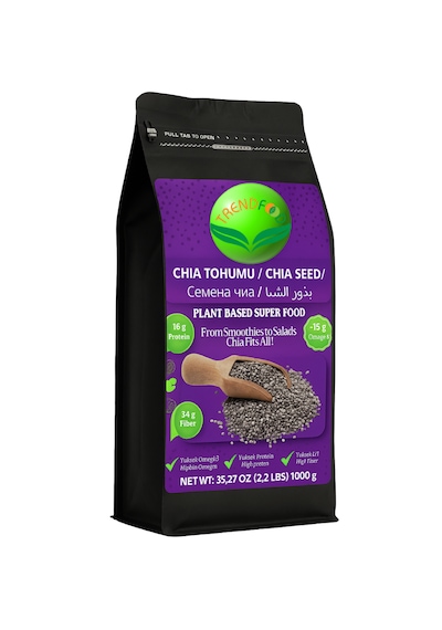 Chia Tohumu 1 Kg Yüksek Lif & Omega 3 İçerikli %100 Bitkisel Süper Gıda Vegan Gluten Free